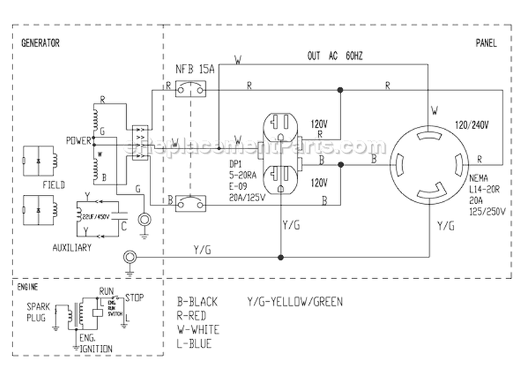 Page D Diagram and Parts List for 030346-2  Briggs and Stratton Generator